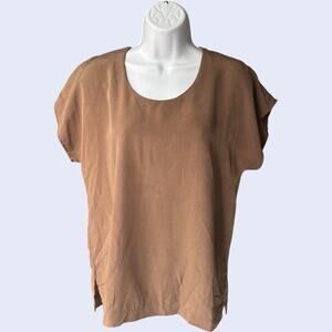 SeaSuns Minimalist Vintage Blouse Brown Relaxed Scoop Neck 90s